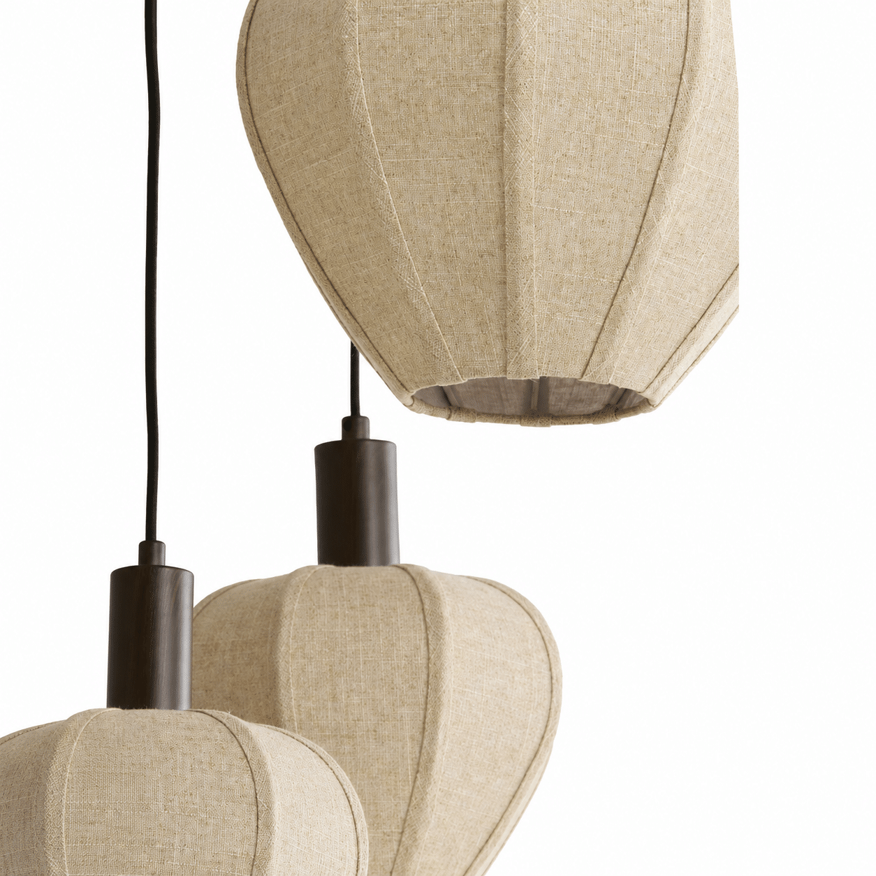 Light & Living Hanglamp 5L Ø76x80 cm HUXI hout prnt d bruin+linnen nat.