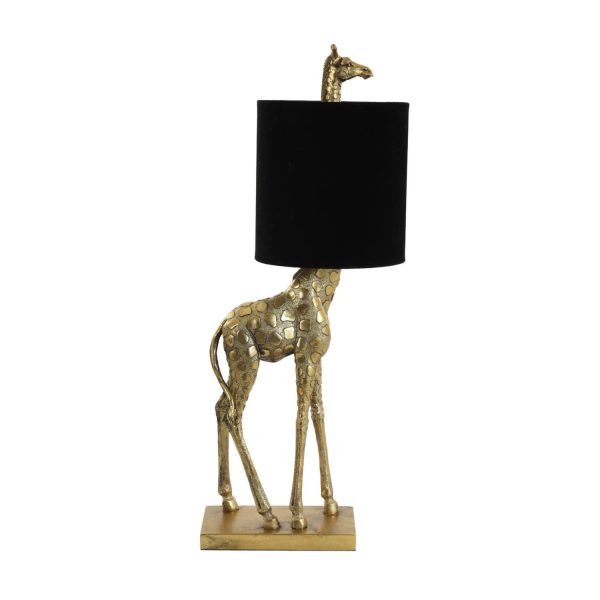 Light & Living Tafellamp 28x20x68 cm GIRAFFE antiek brons+velvet zwart