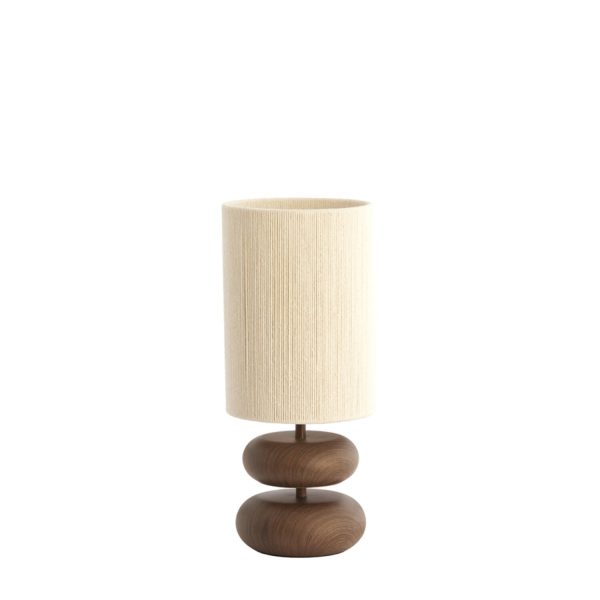 Light & Living Tafellamp Ø22x50,5 cm DANIALO hout print d bruin+touw crème