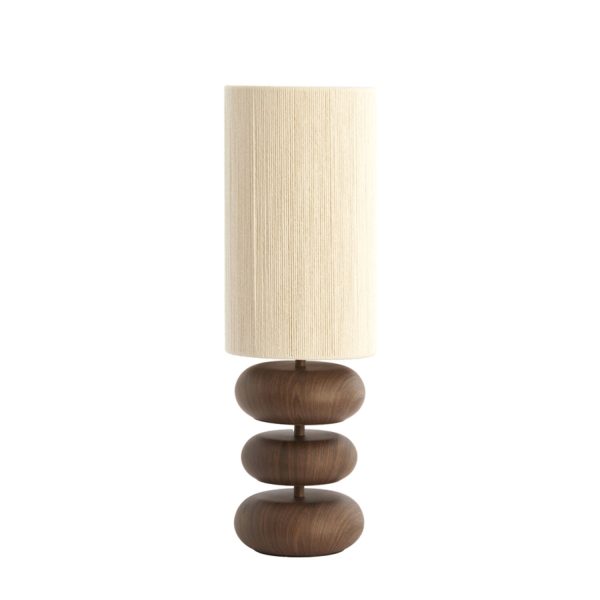Light & Living Tafellamp Ø22x67,5 cm DANIALO hout print d bruin+touw crème