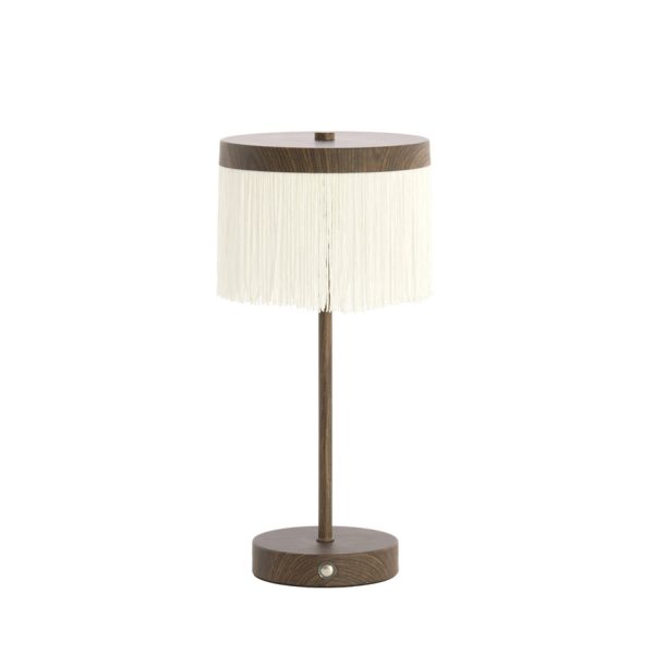 Light & Living Tafellamp LED Ø17x35 cm DINY hout print donker bruin+crème