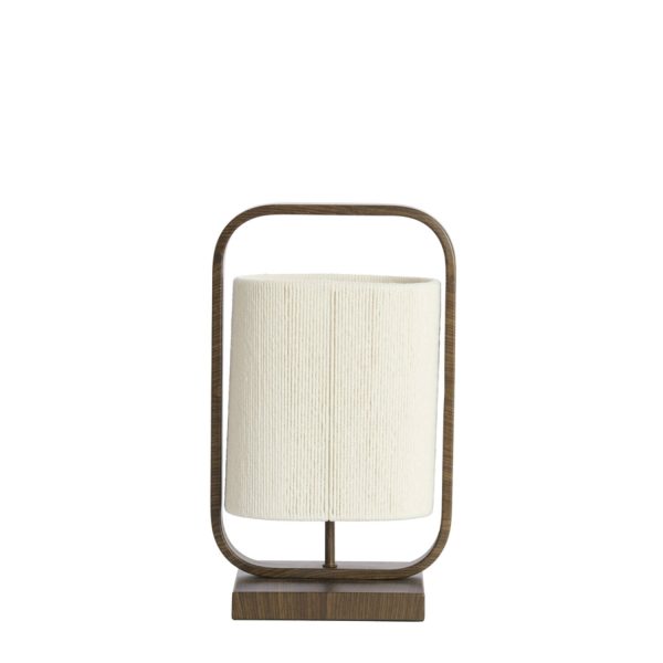 Light & Living Tafellamp 22,5x15x37,5 cm LECCE hout prnt d bruin+touw crème