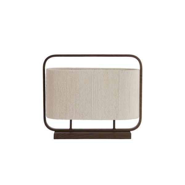 Light & Living Tafellamp 2L 45x15x37,5 cm LECCE hout print d brn+touw crème