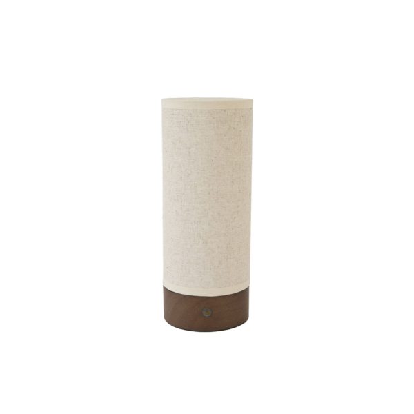 Light & Living Tafellamp LED Ø10x25 cm BRYLO linnen naturel+hout dnkr bruin