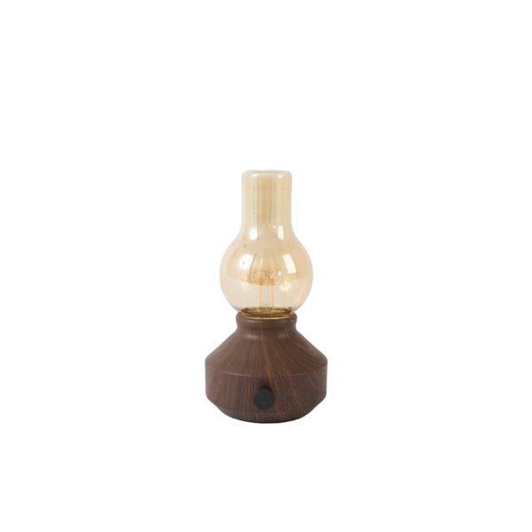 Light & Living Tafellamp LED Ø13x21,5 cm ZENY hout print d bruin+glas amber