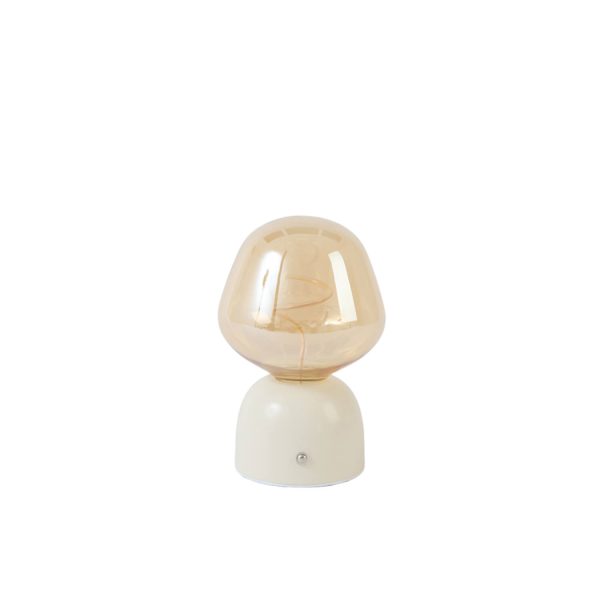 Light & Living Tafellamp LED Ø12,5x19,5 cm VAZYR crème+glas amber