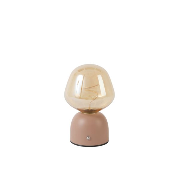 Light & Living Tafellamp LED Ø12,5x19,5 cm VAZYR terra+glas amber