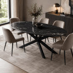 Livingfurn Marble Oval Spider Black 180cm