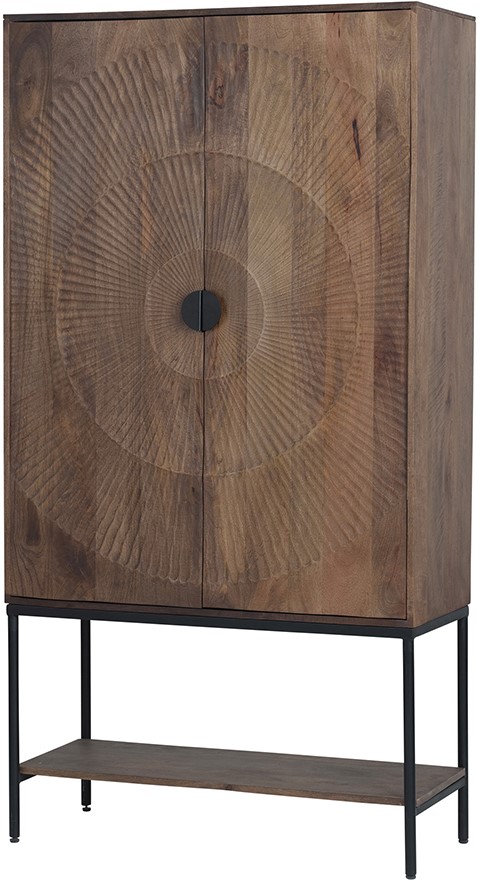 Nijwie MySons 2-deurs kast met onderplank, hoog, Mango Brown Walnut - Nippon Collection