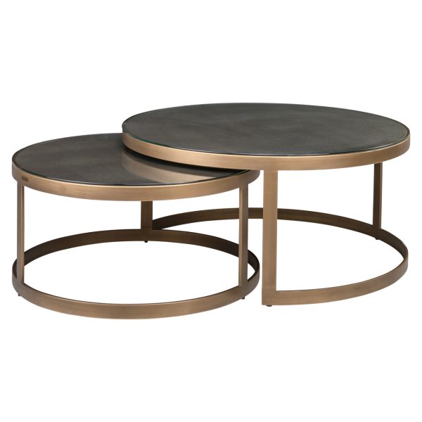 Richmond Interiors Salontafel Bloomville brass shagreen incl. glass tops (Set of 2)