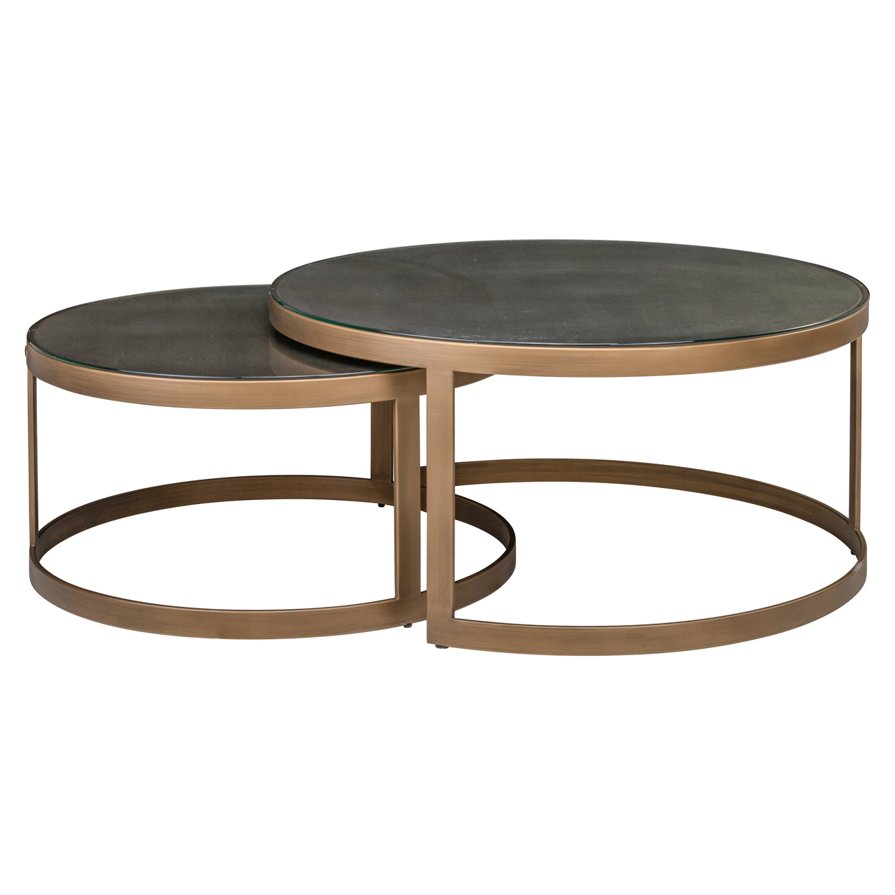 Richmond Interiors Salontafel Bloomville brass shagreen incl. glass tops (Set of 2)