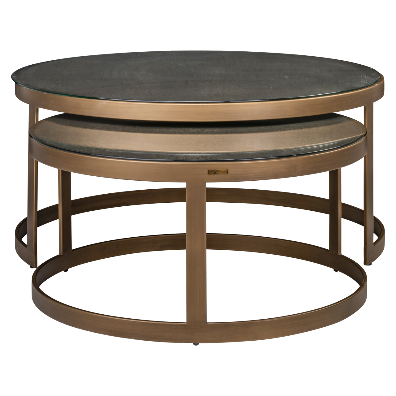Richmond Interiors Salontafel Bloomville brass shagreen incl. glass tops (Set of 2)