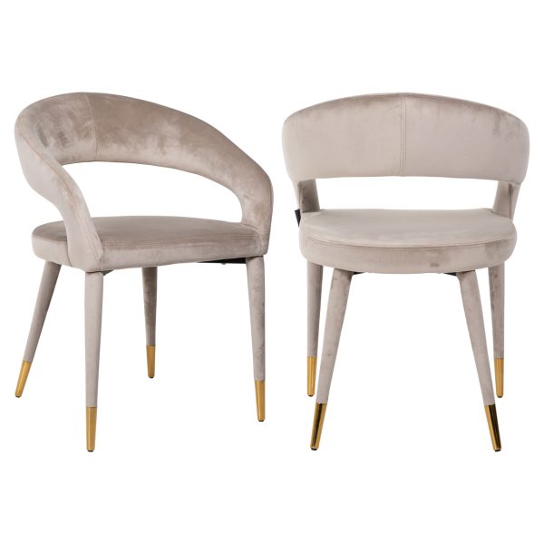 Richmond Interiors Eetkamerstoel Gia khaki velvet fire retardant