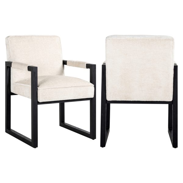 Richmond Interiors Eetkamerstoel Beck white chenille