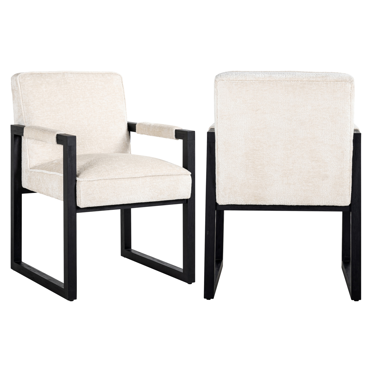 Richmond Interiors Eetkamerstoel Beck white chenille