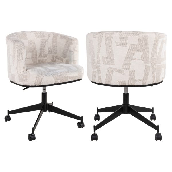 Richmond Interiors Eetkamerstoel Rochenne beige graffic swivel on wheels