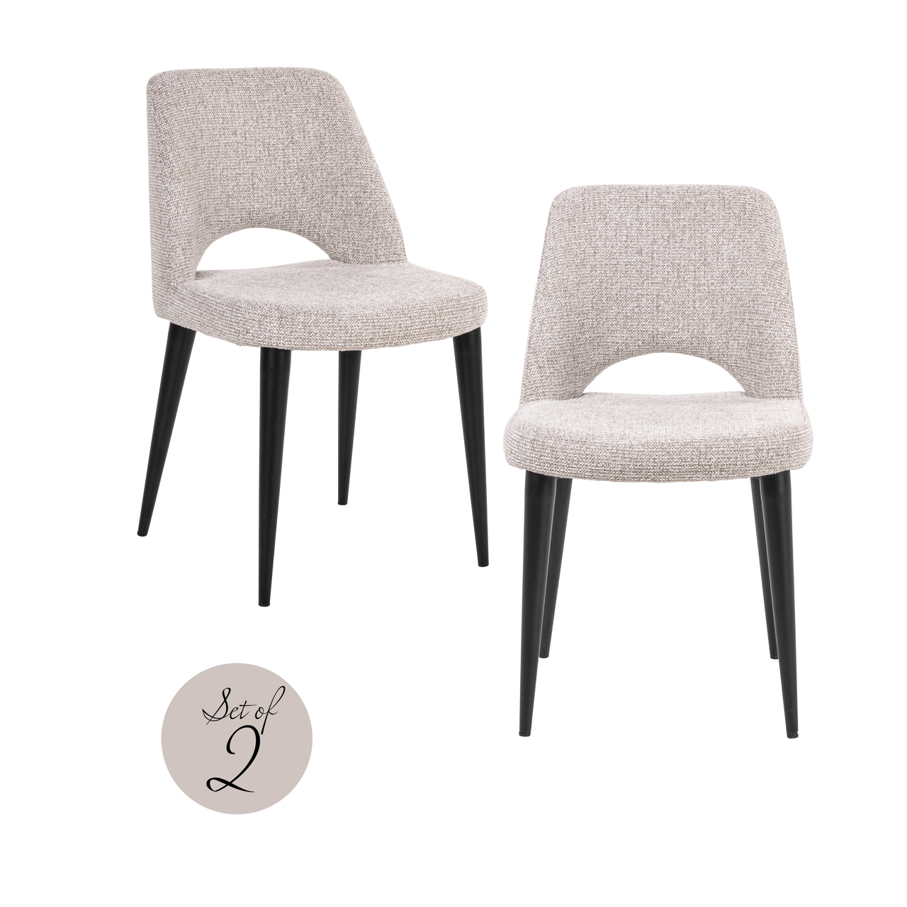 Richmond Interiors Eetkamerstoel Tabitha natural fancy fire retardant (Set of 2)