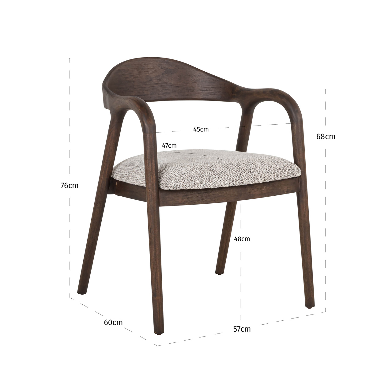 Richmond Interiors Eetkamerstoel Mihara mocca fancy fire retardant