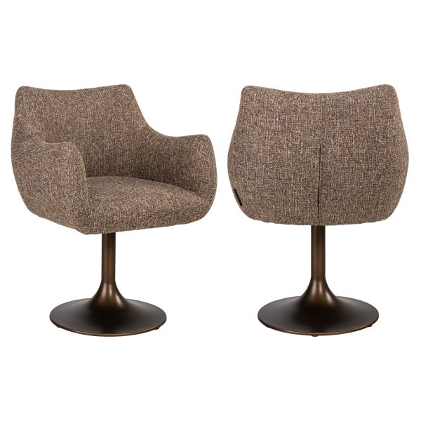 Richmond Interiors Eetkamerstoel Aldo brown tweed swivel