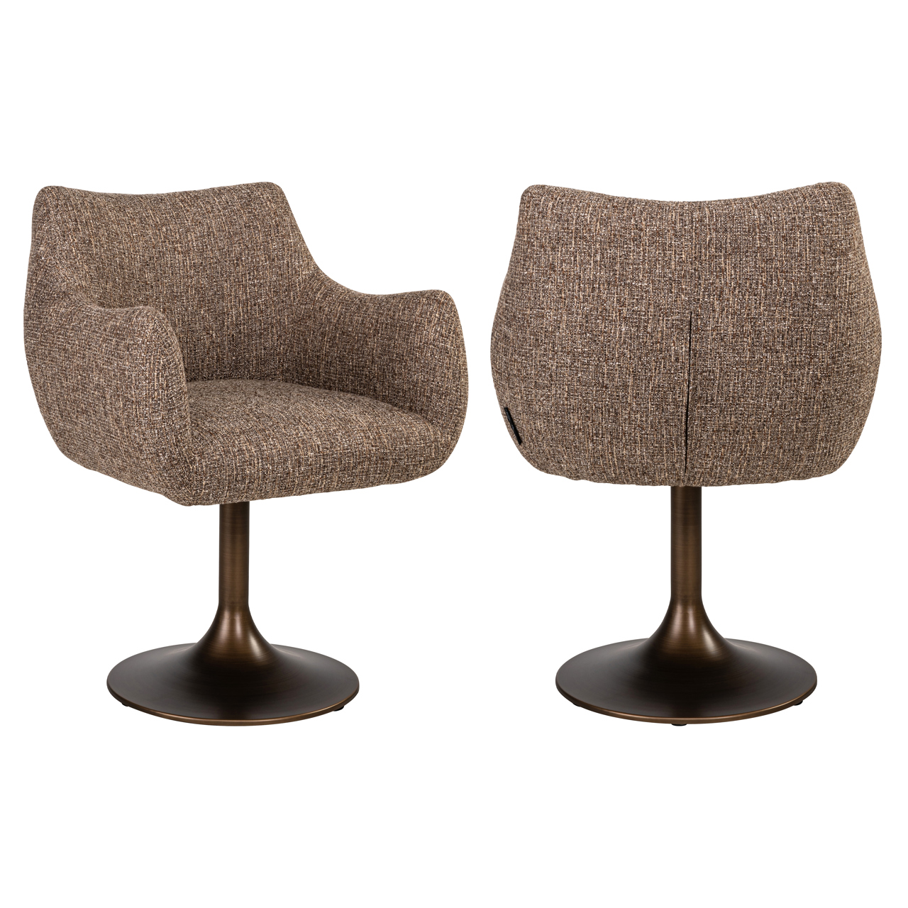 Richmond Interiors Eetkamerstoel Aldo brown tweed swivel