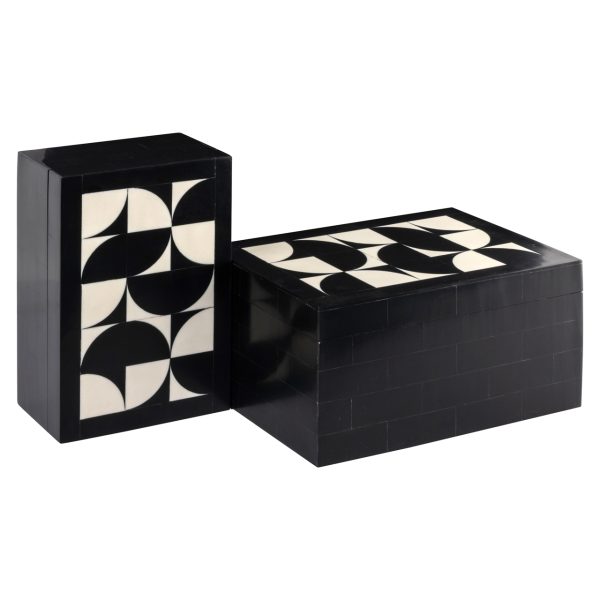 Richmond Interiors Opbergdoos Rae black/white (Set of 2)