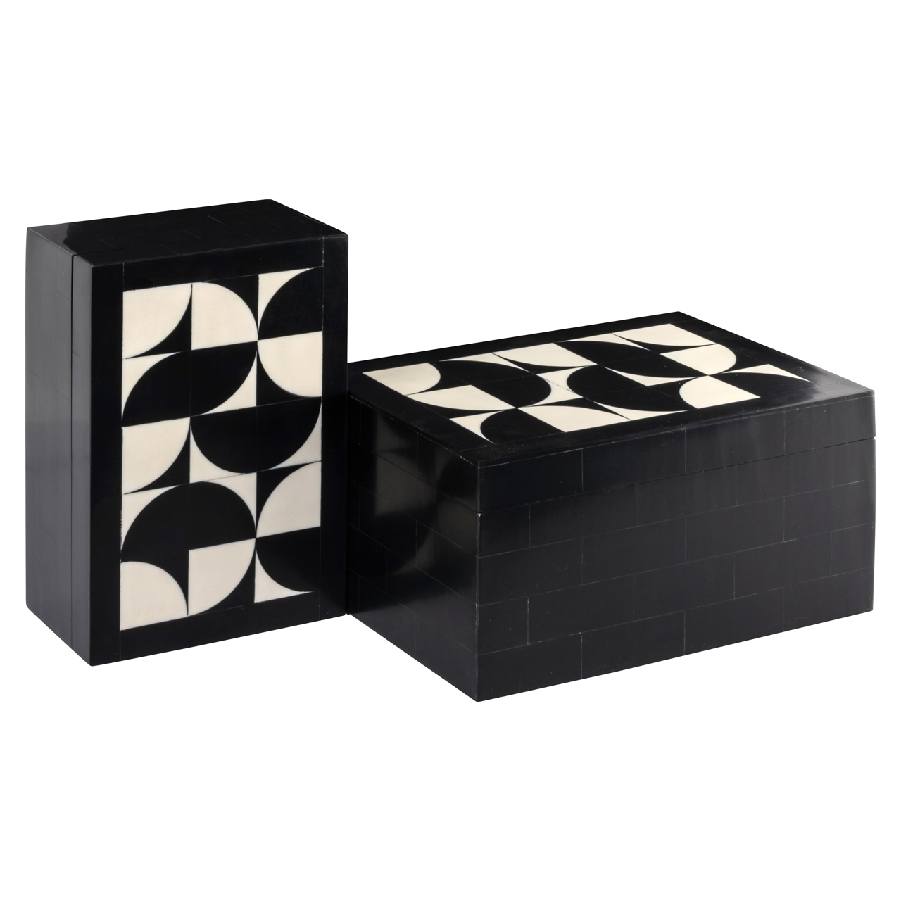 Richmond Interiors Opbergdoos Rae black/white (Set of 2)