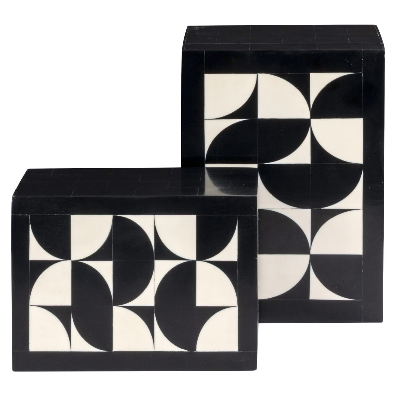 Richmond Interiors Opbergdoos Rae black/white (Set of 2)