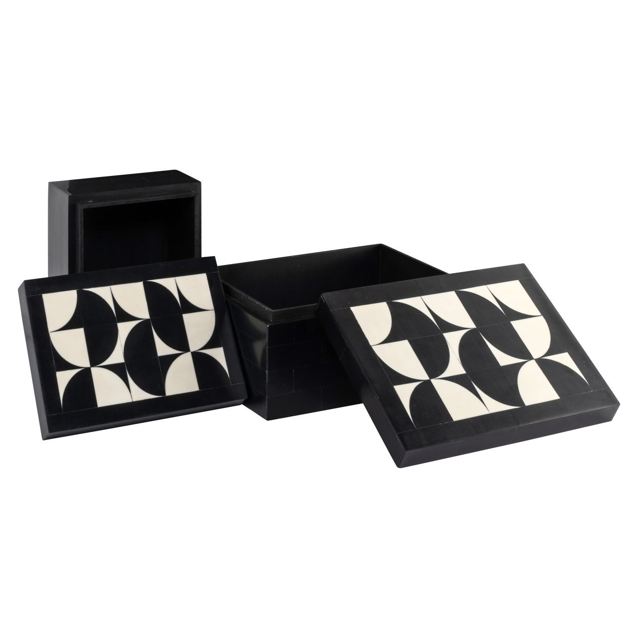 Richmond Interiors Opbergdoos Rae black/white (Set of 2)
