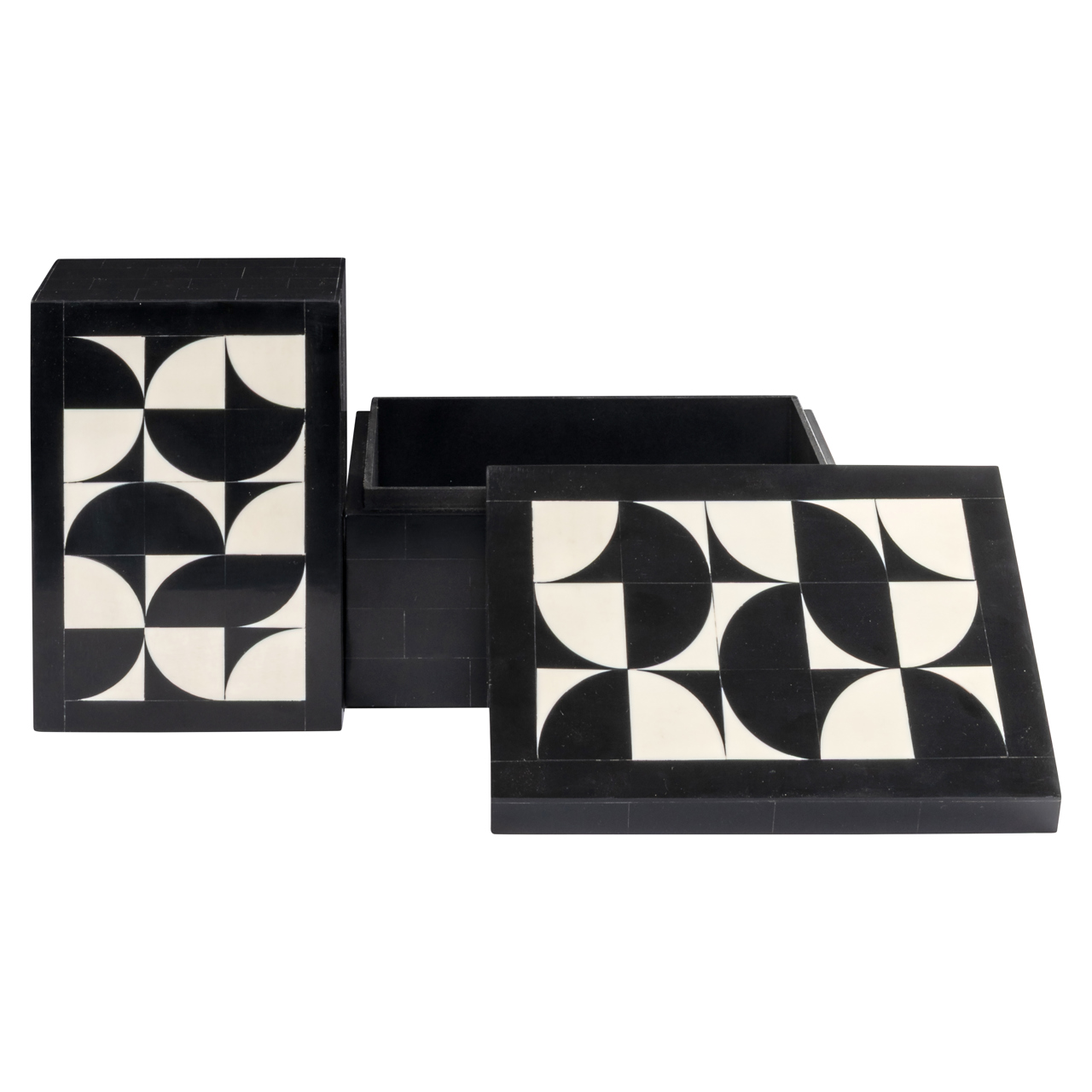 Richmond Interiors Opbergdoos Rae black/white (Set of 2)