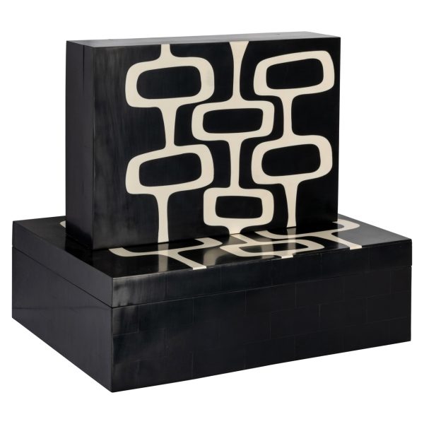 Richmond Interiors Opbergdoos Lux black/white (Set of 2)