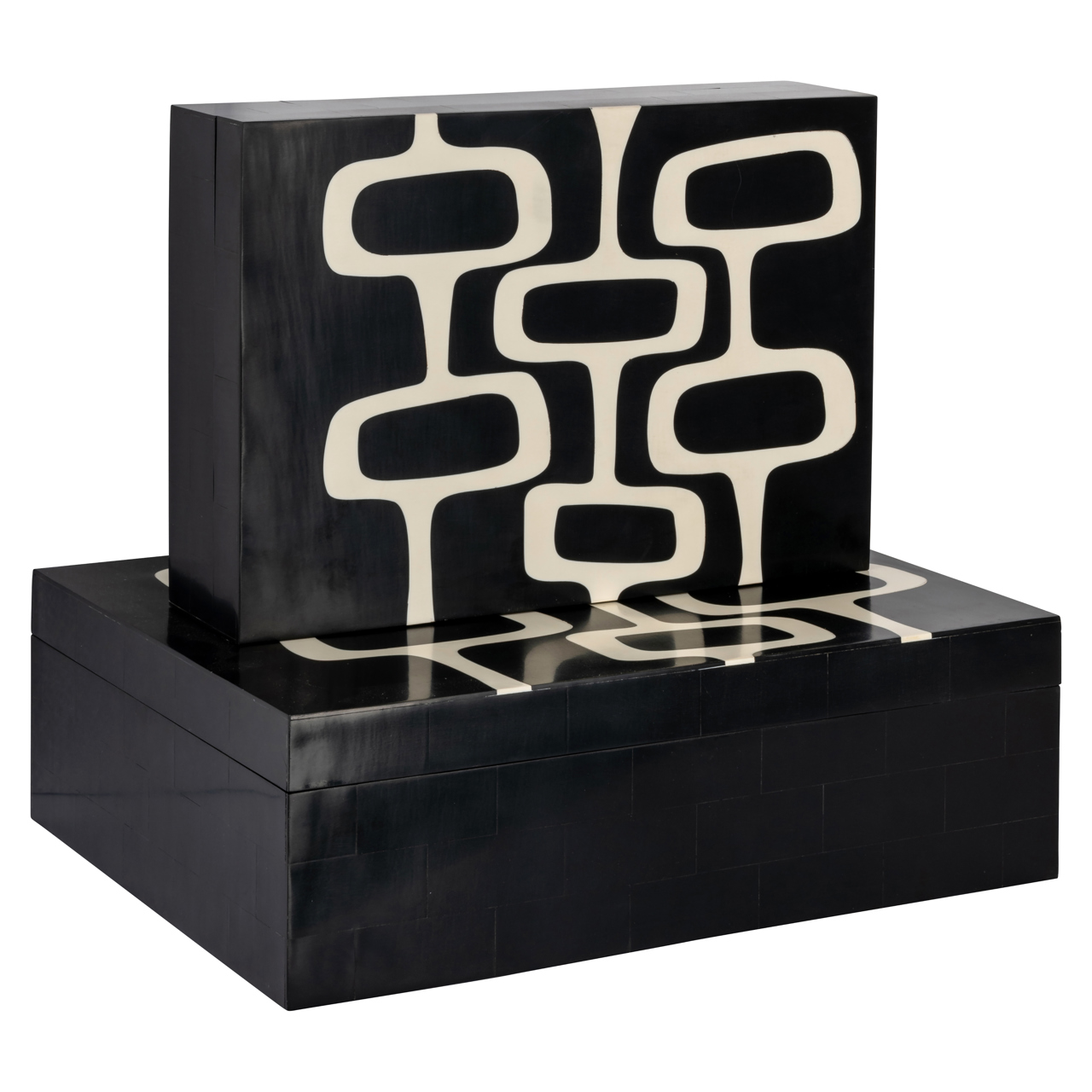 Richmond Interiors Opbergdoos Lux black/white (Set of 2)