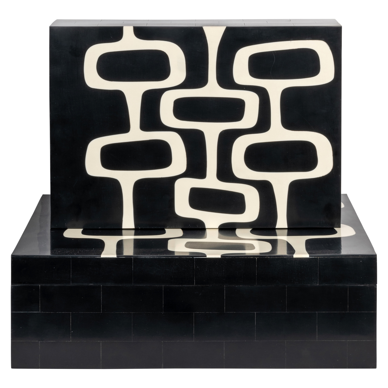Richmond Interiors Opbergdoos Lux black/white (Set of 2)