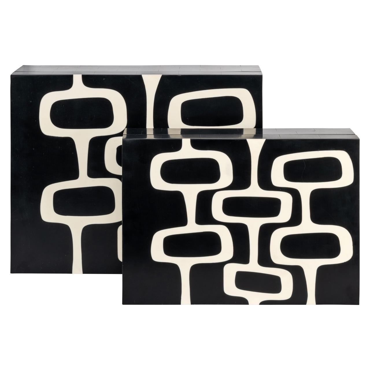 Richmond Interiors Opbergdoos Lux black/white (Set of 2)