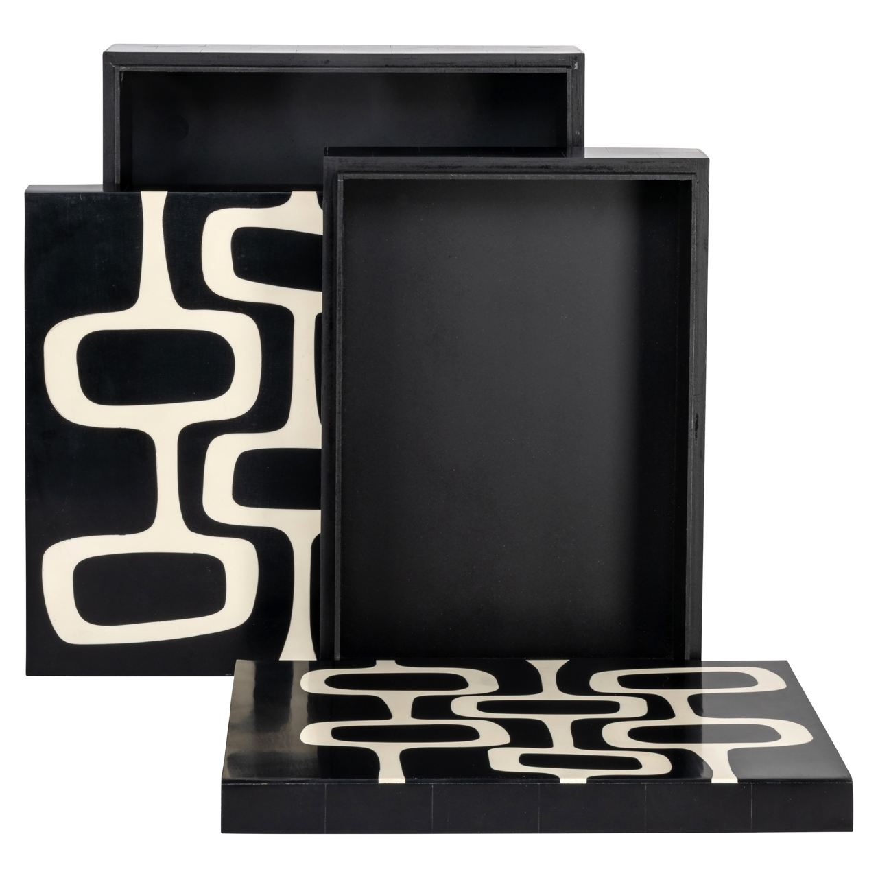 Richmond Interiors Opbergdoos Lux black/white (Set of 2)
