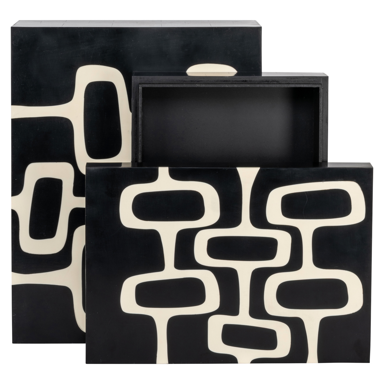 Richmond Interiors Opbergdoos Lux black/white (Set of 2)