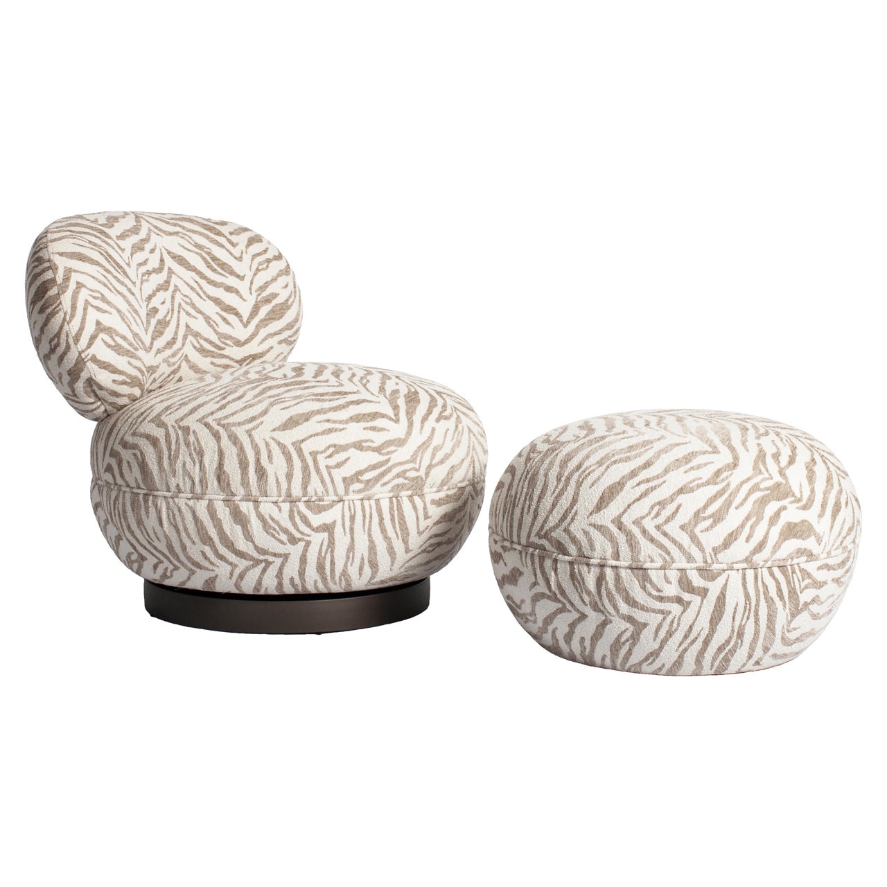 Richmond Interiors Poef & Voetenbank Jace beige tiger