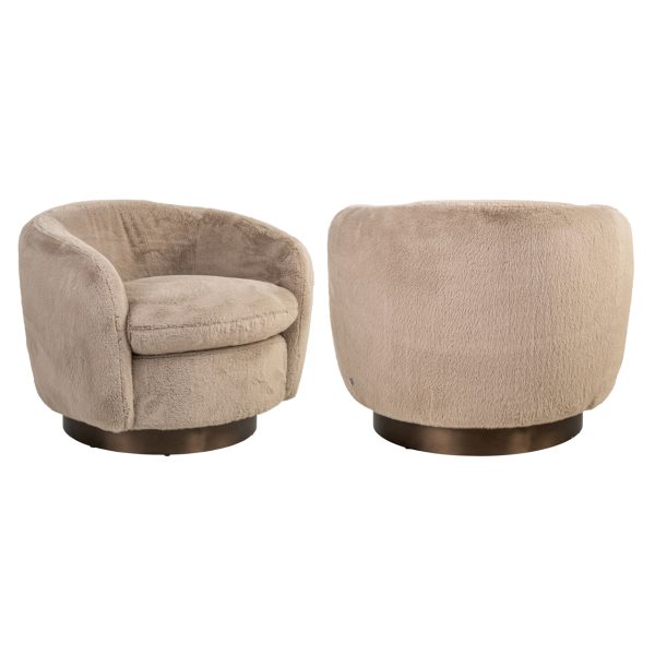 Richmond Interiors Lounge stoel Colmar khaki fluffy swivel