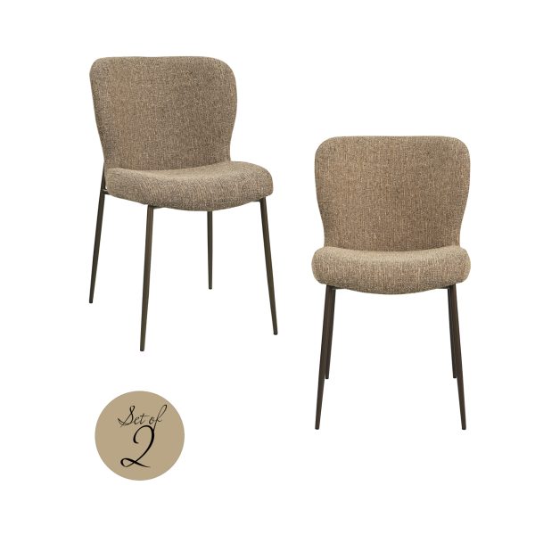 Richmond Interiors Eetkamerstoel Odarby brown tweed fire retardant (Set of 2)