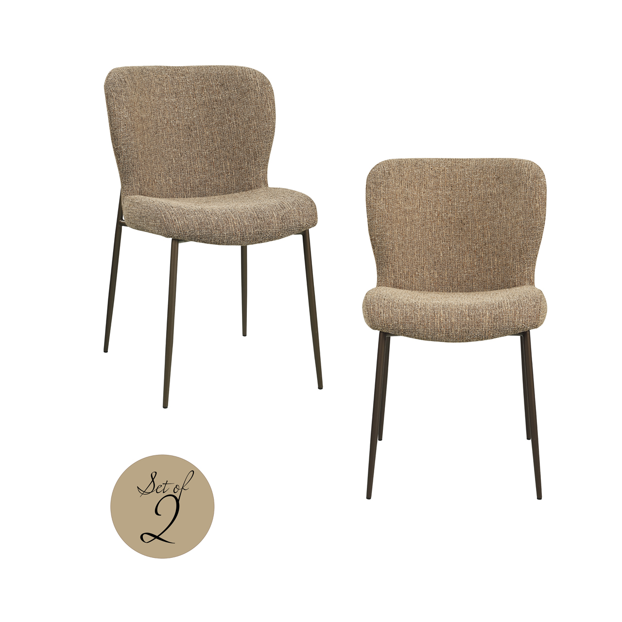 Richmond Interiors Eetkamerstoel Odarby brown tweed fire retardant (Set of 2)