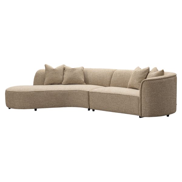 Richmond Interiors Bank Romero sand tweed ottoman left fire retardant