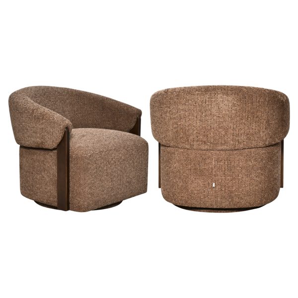 Richmond Interiors Lounge stoel Marina brown blockweave swivel fire retardant