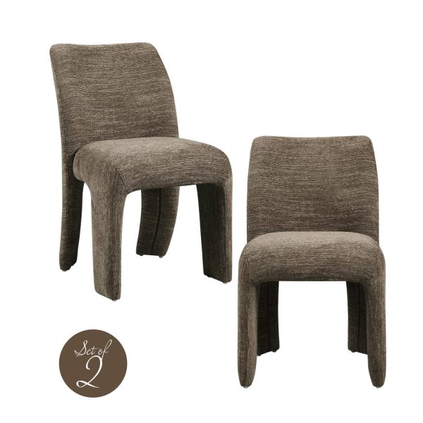Richmond Interiors Eetkamerstoel Maya brown softweave (Set of 2)