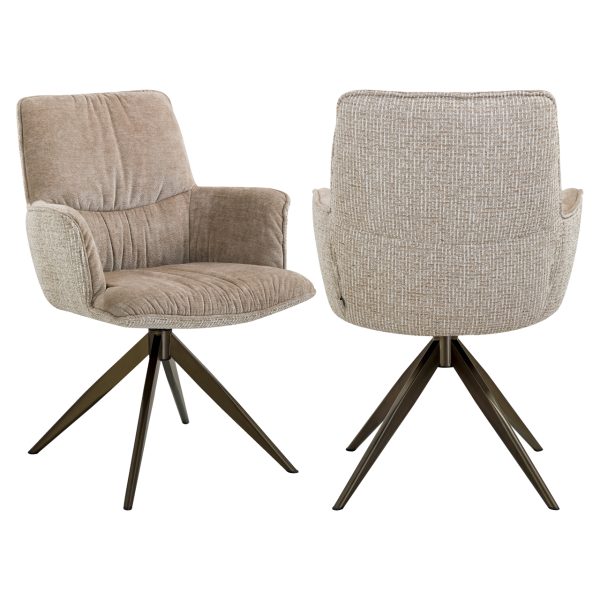 Richmond Interiors Eetkamerstoel Chase cream blockweave swivel