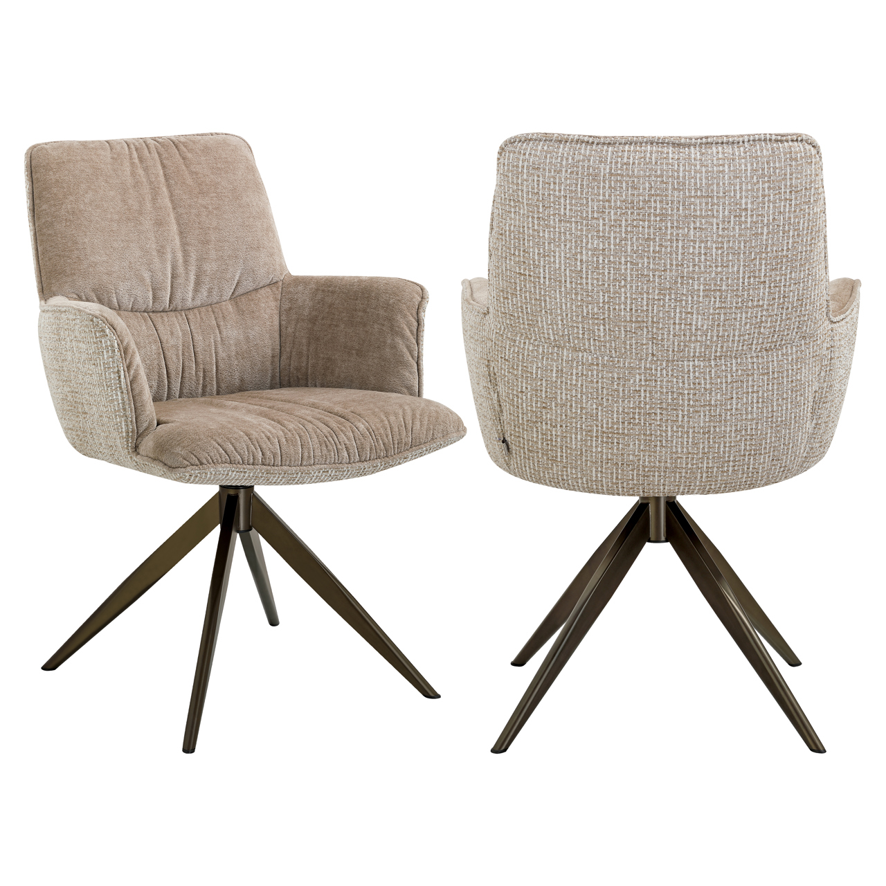 Richmond Interiors Eetkamerstoel Chase cream blockweave swivel