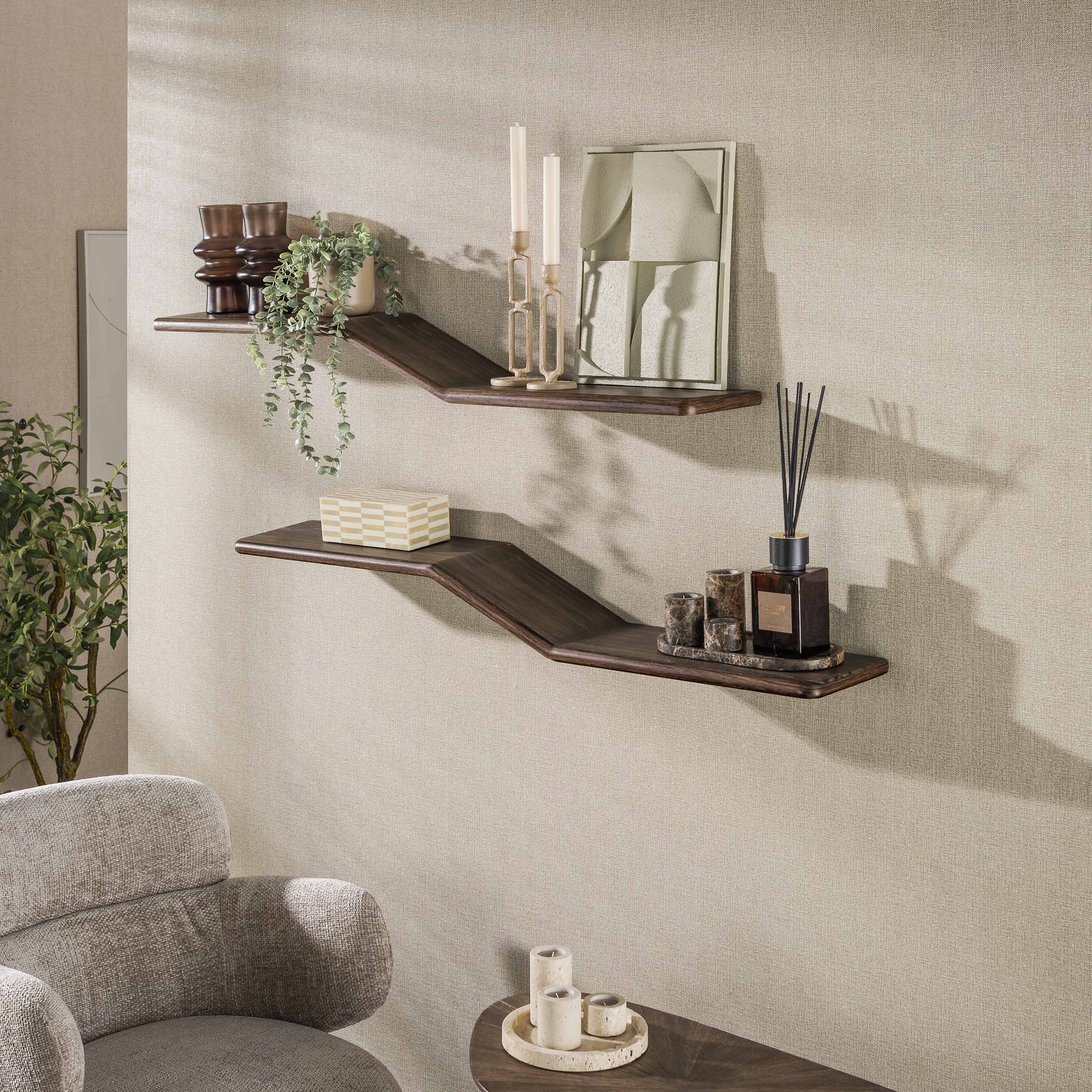 Zijlstra Wandplank Maya Teak S-shape set/2