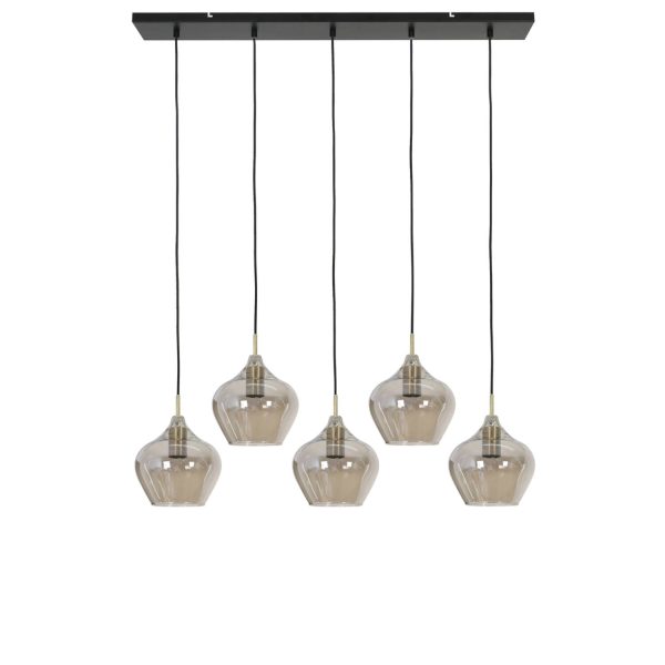 Light & Living Hanglamp 5L 104x20x120 cm RAKEL antiek brons+smoke