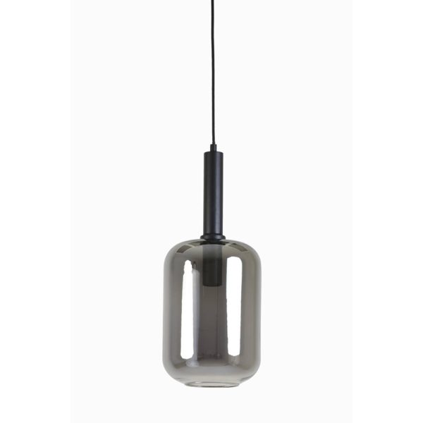 Light & Living Hanglamp Ø22x52 cm LEKAR zwart+smoke glas