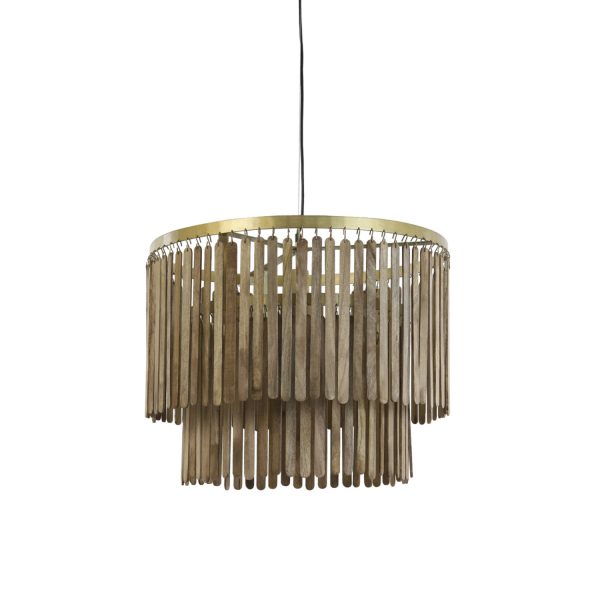 Light & Living Hanglamp Ø60x43 cm GULARO hout bruin+brons