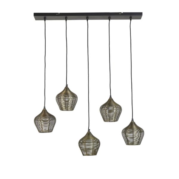 Light & Living Hanglamp 5L 100x20x122 cm ALVARO antiek brons