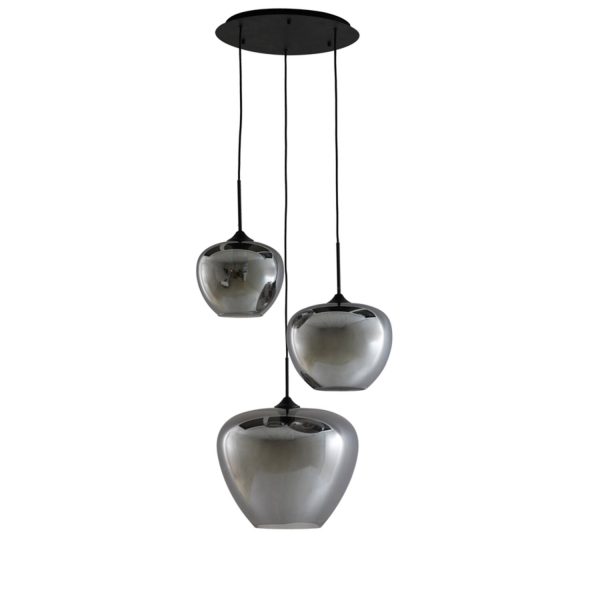Light & Living Hanglamp 3L Ø40x160 cm MAYSON smoke glas-mat zwart